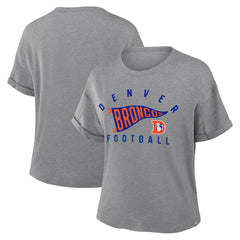 Denver Broncos Women's Pennant Wave Tribute Tri-Blend Boxy T-Shirt | NFL New