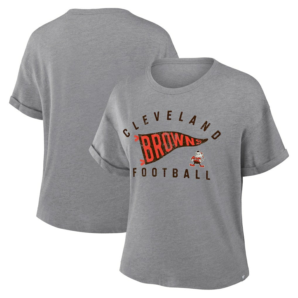 Cleveland Browns Women's Pennant Wave Tribute Tri-Blend Boxy T-Shirt | NFL Online