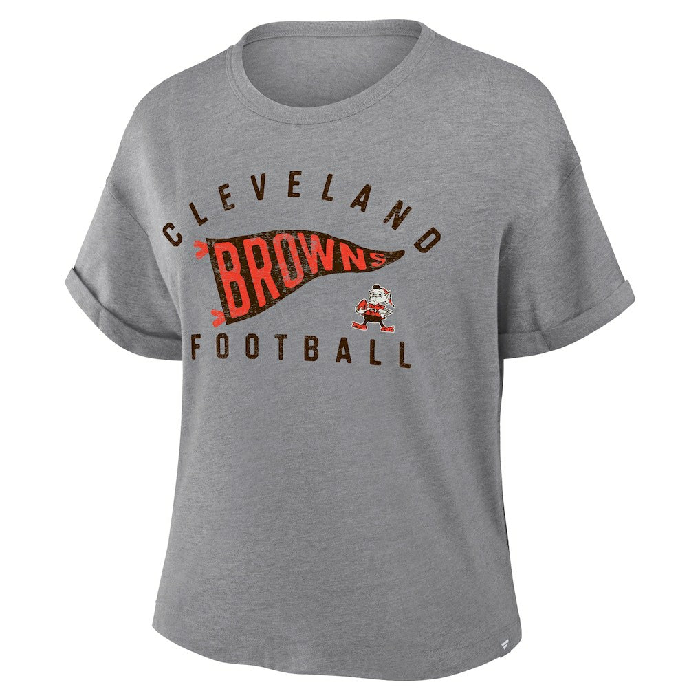 Cleveland Browns Women's Pennant Wave Tribute Tri-Blend Boxy T-Shirt | NFL Online