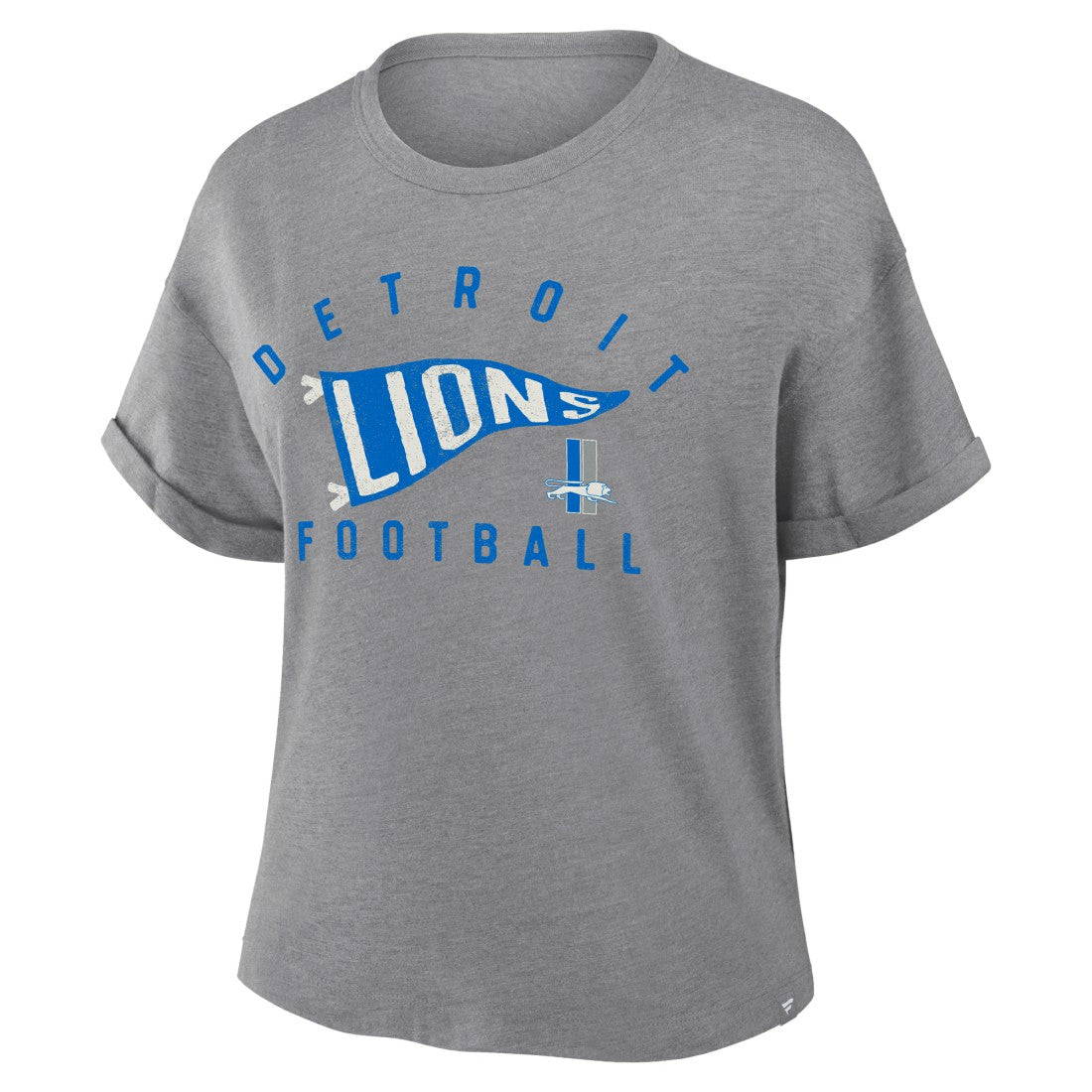 Detroit Lions Women's Pennant Wave Tribute Tri-Blend Boxy T-Shirt | NFL Sale
