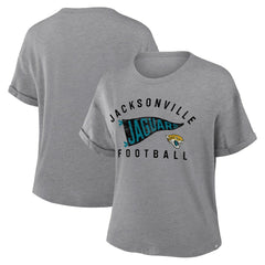 Jacksonville Jaguars Women's Pennant Wave Tribute Tri-Blend Boxy T-Shirt | NFL Discount