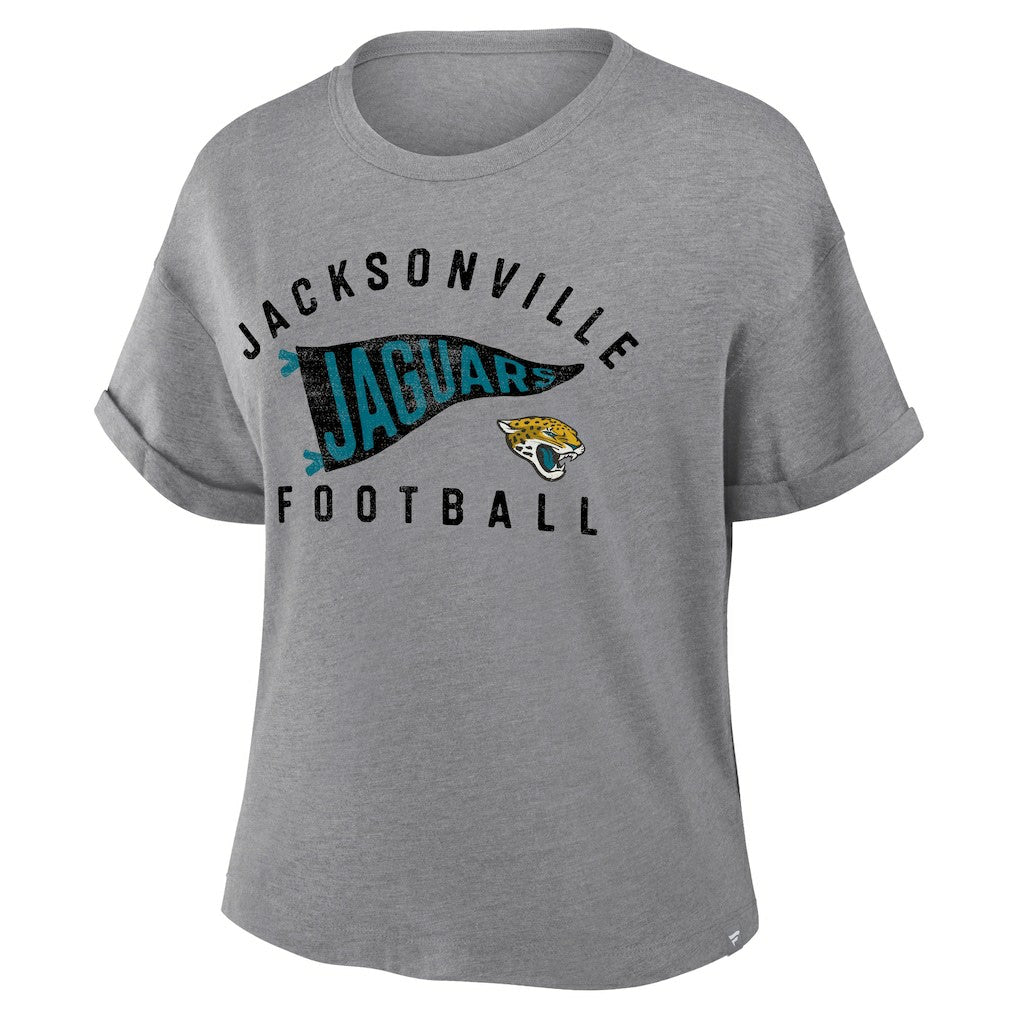Jacksonville Jaguars Women's Pennant Wave Tribute Tri-Blend Boxy T-Shirt | NFL Discount
