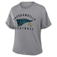 Jacksonville Jaguars Women's Pennant Wave Tribute Tri-Blend Boxy T-Shirt | NFL Discount