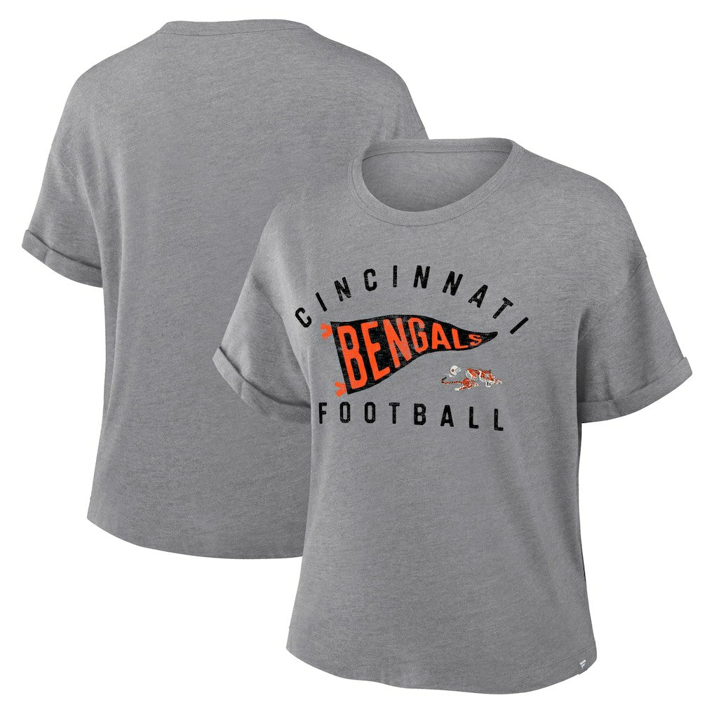 Cincinnati Bengals Women's Pennant Wave Tribute Tri-Blend Boxy T-Shirt | NFL US