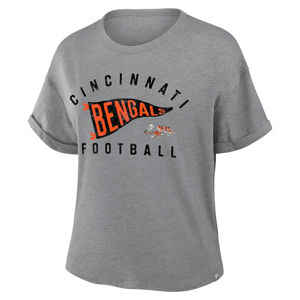 Cincinnati Bengals Women's Pennant Wave Tribute Tri-Blend Boxy T-Shirt | NFL US