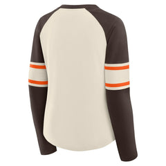Cleveland Browns Women's Hometown Gridiron Hero Raglan Lace-Up V-Neck Long Sleeve T-Shirt | NFL On sale