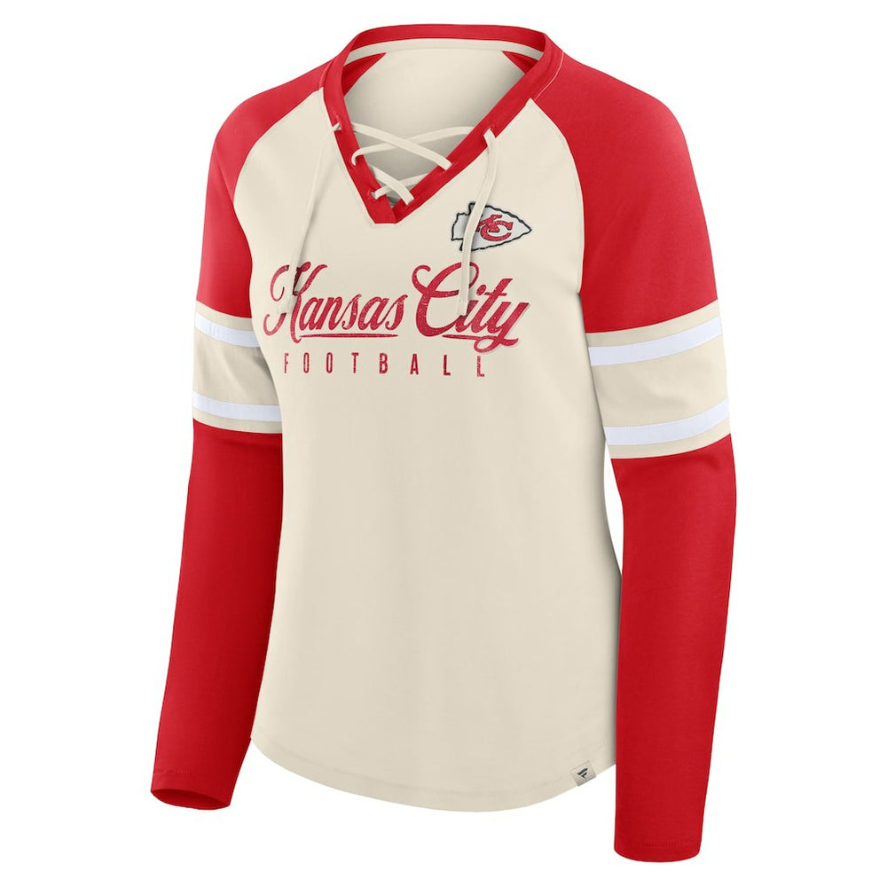 Kansas City Chiefs Women's Hometown Gridiron Hero Raglan Lace-Up V-Neck Long Sleeve T-Shirt | NFL Near me
