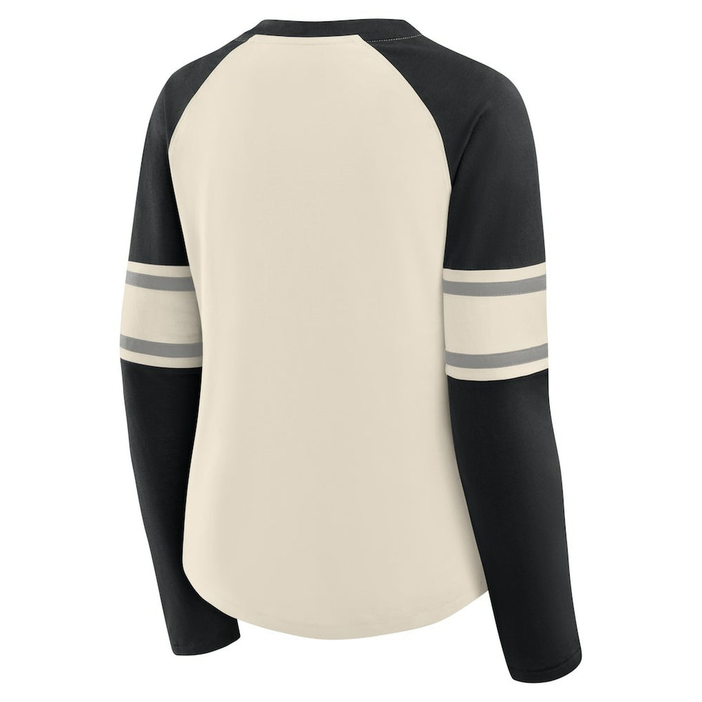 Las Vegas Raiders Women's Hometown Gridiron Hero Raglan Lace-Up V-Neck Long Sleeve T-Shirt | NFL Sale