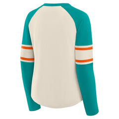 Miami Dolphins Women's Hometown Gridiron Hero Raglan Lace-Up V-Neck Long Sleeve T-Shirt | NFL US