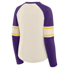 Minnesota Vikings Women's Hometown Gridiron Hero Raglan Lace-Up V-Neck Long Sleeve T-Shirt | NFL New