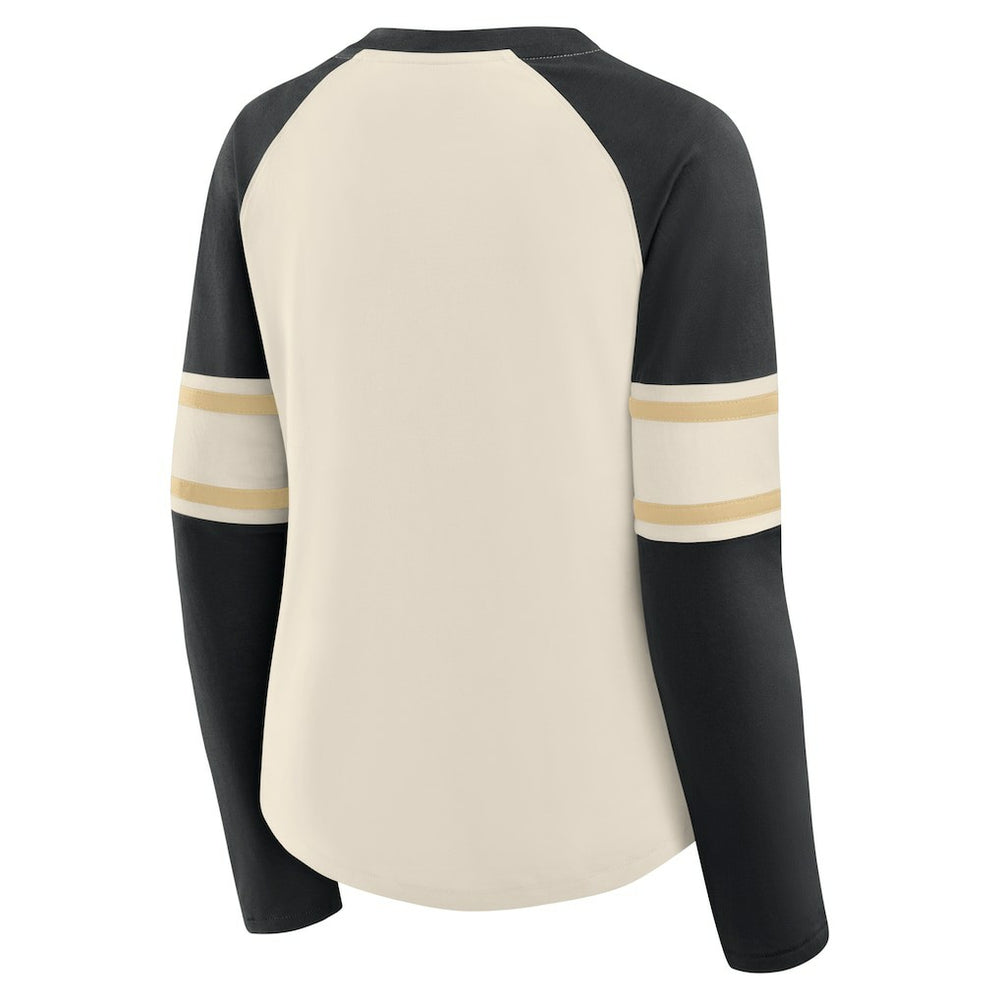 New Orleans Saints Women's Hometown Gridiron Hero Raglan Lace-Up V-Neck Long Sleeve T-Shirt | NFL US