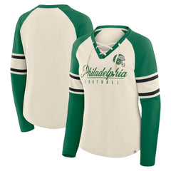 Philadelphia Eagles Women's Hometown Gridiron Hero Raglan Lace-Up V-Neck Long Sleeve T-Shirt | NFL Near me
