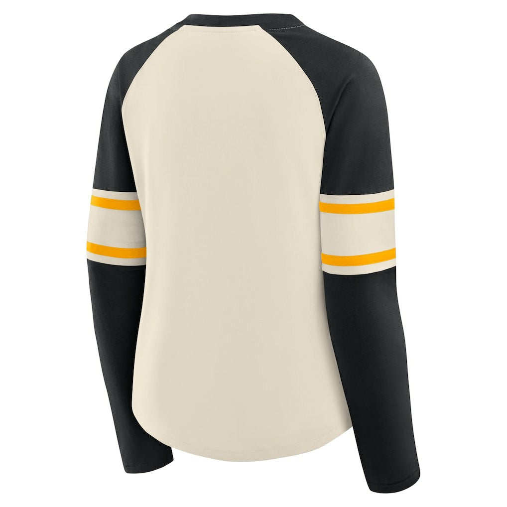 Pittsburgh Steelers Women's Hometown Gridiron Hero Raglan Lace-Up V-Neck Long Sleeve T-Shirt | NFL US