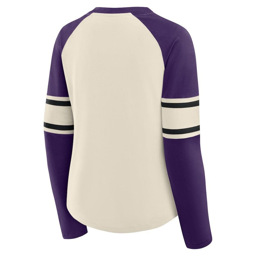 Baltimore Ravens Women's Hometown Gridiron Hero Raglan Lace-Up V-Neck Long Sleeve T-Shirt | NFL Hot