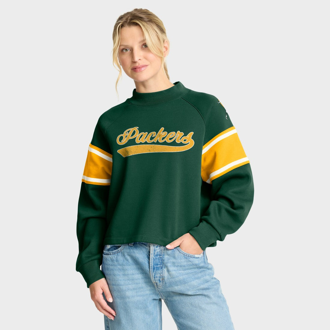 Green Bay Packers Oversized Hometown Toss Sweep Mock Neck Pullover | NFL US