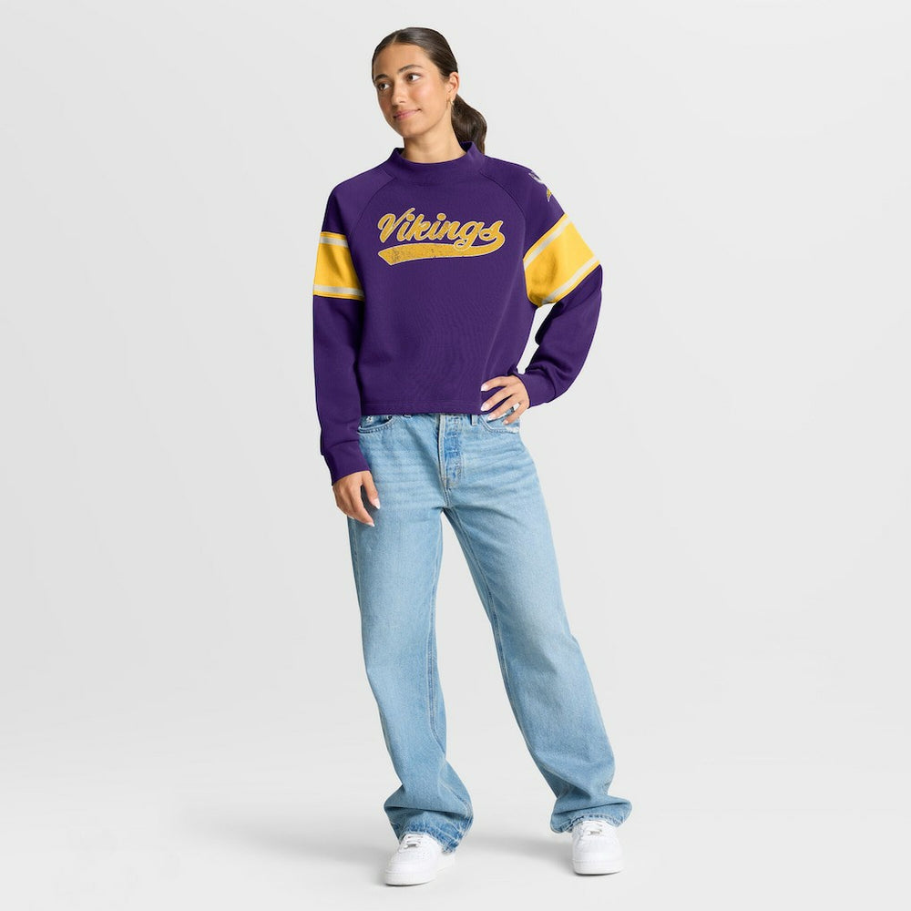 Minnesota Vikings Oversized Hometown Toss Sweep Mock Neck Pullover | NFL Sale