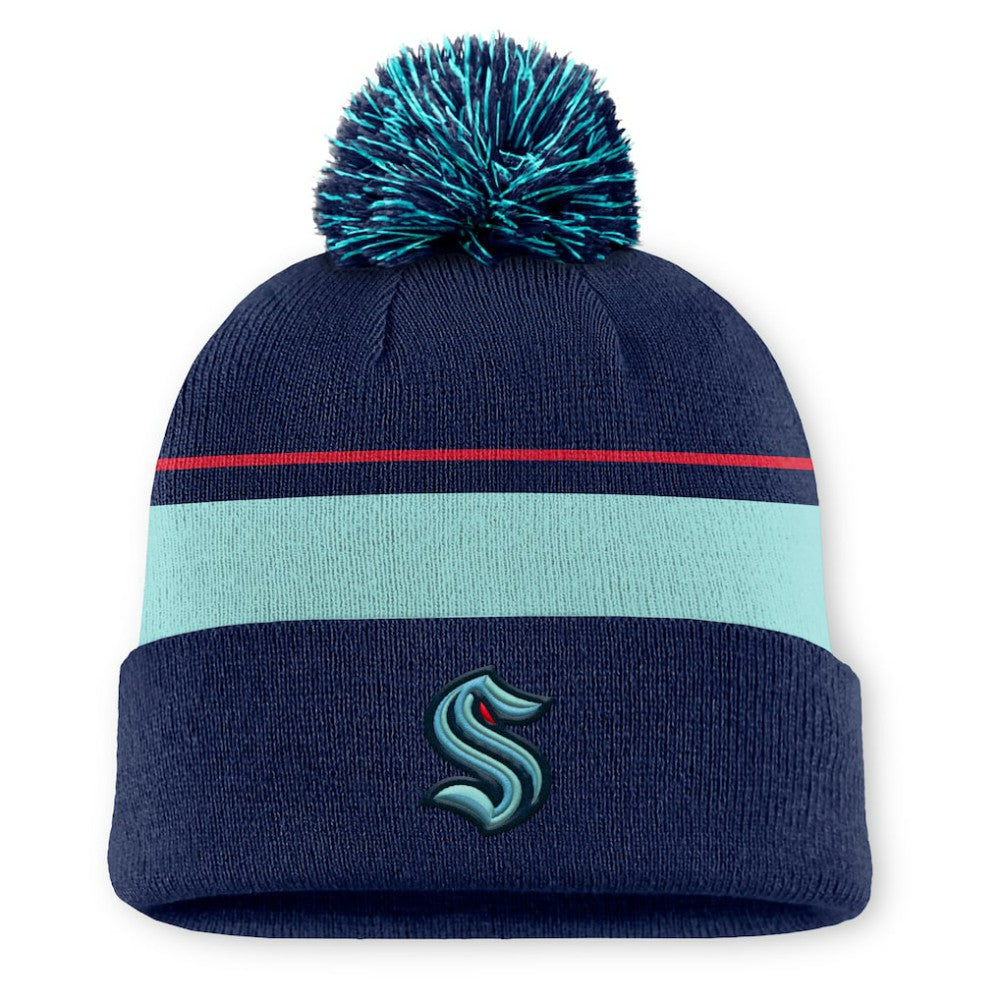 Seattle Kraken Fanatics Authentic Pro Rink Cuffed Knit Hat with Pom -  NHL Hats