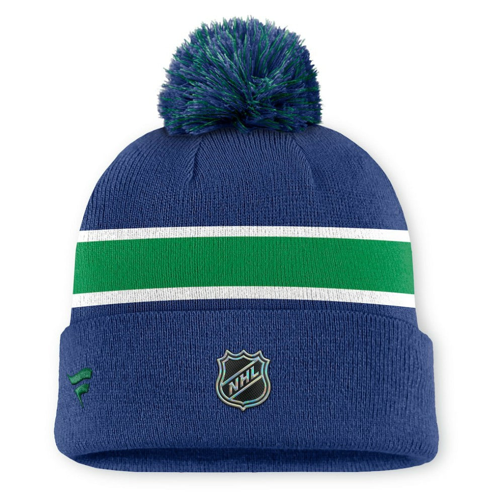 Vancouver Canucks Fanatics Authentic Pro Rink Cuffed Knit Hat with Pom -  NHL Hats