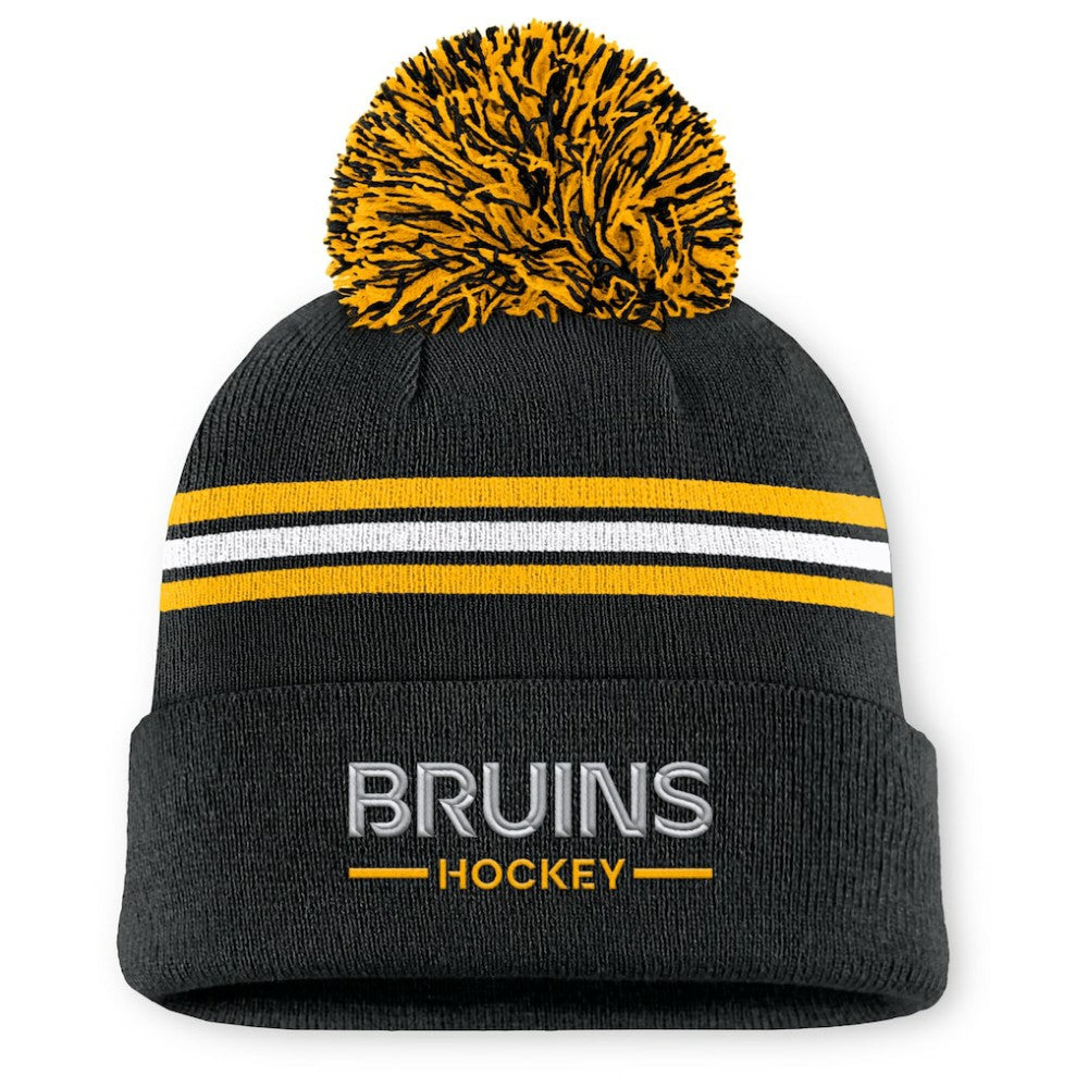 Boston Bruins Fanatics Women's Authentic Pro Rink Cuffed Knit Hat with Pom -  NHL Hats