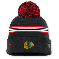 Chicago Blackhawks Fanatics Women's Authentic Pro Rink Cuffed Knit Hat with Pom -  NHL Hats