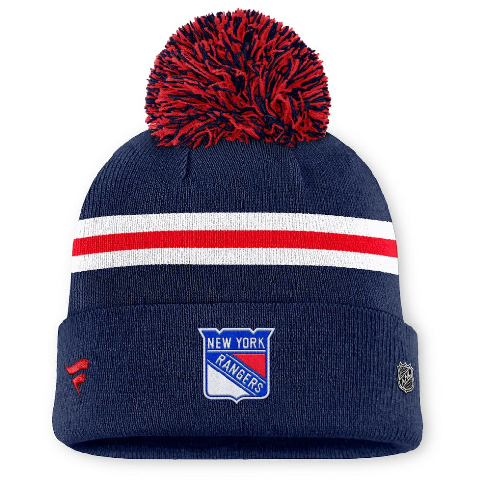 New York Rangers Fanatics Women's Authentic Pro Rink Cuffed Knit Hat with Pom -  NHL Hats