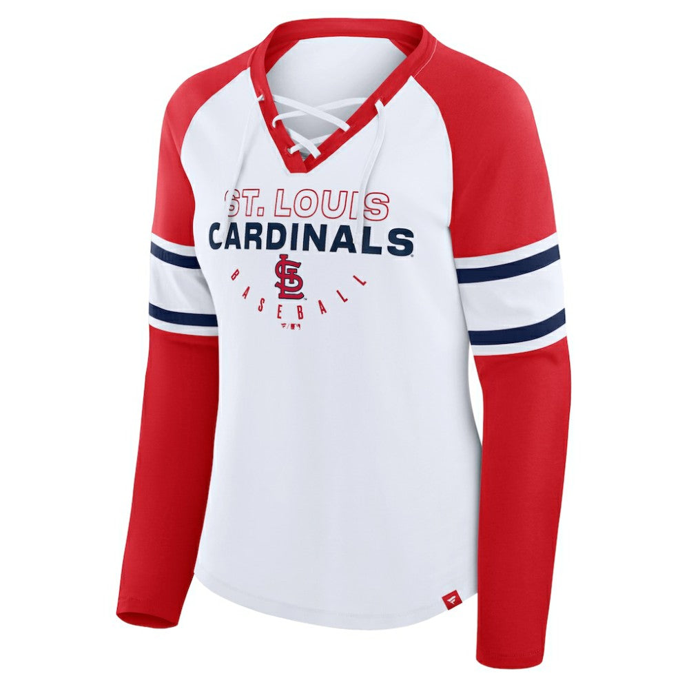 St. Louis Cardinals Fanatics Women's Blitz Package Raglan Lace-Up V-Neck Long Sleeve T-Shirt - MLB T-shirts