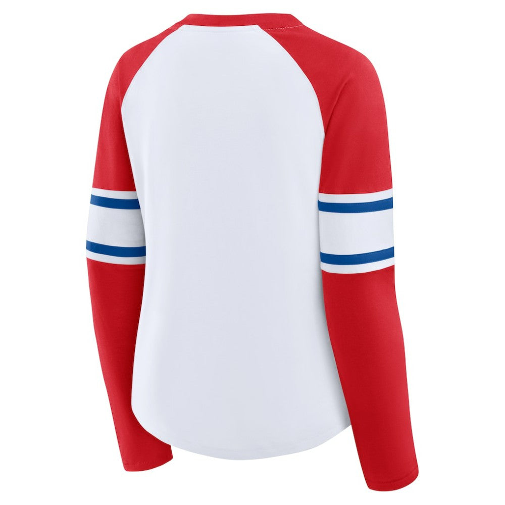 Philadelphia Phillies Fanatics Women's Blitz Package Raglan Lace-Up V-Neck Long Sleeve T-Shirt - MLB T-shirts
