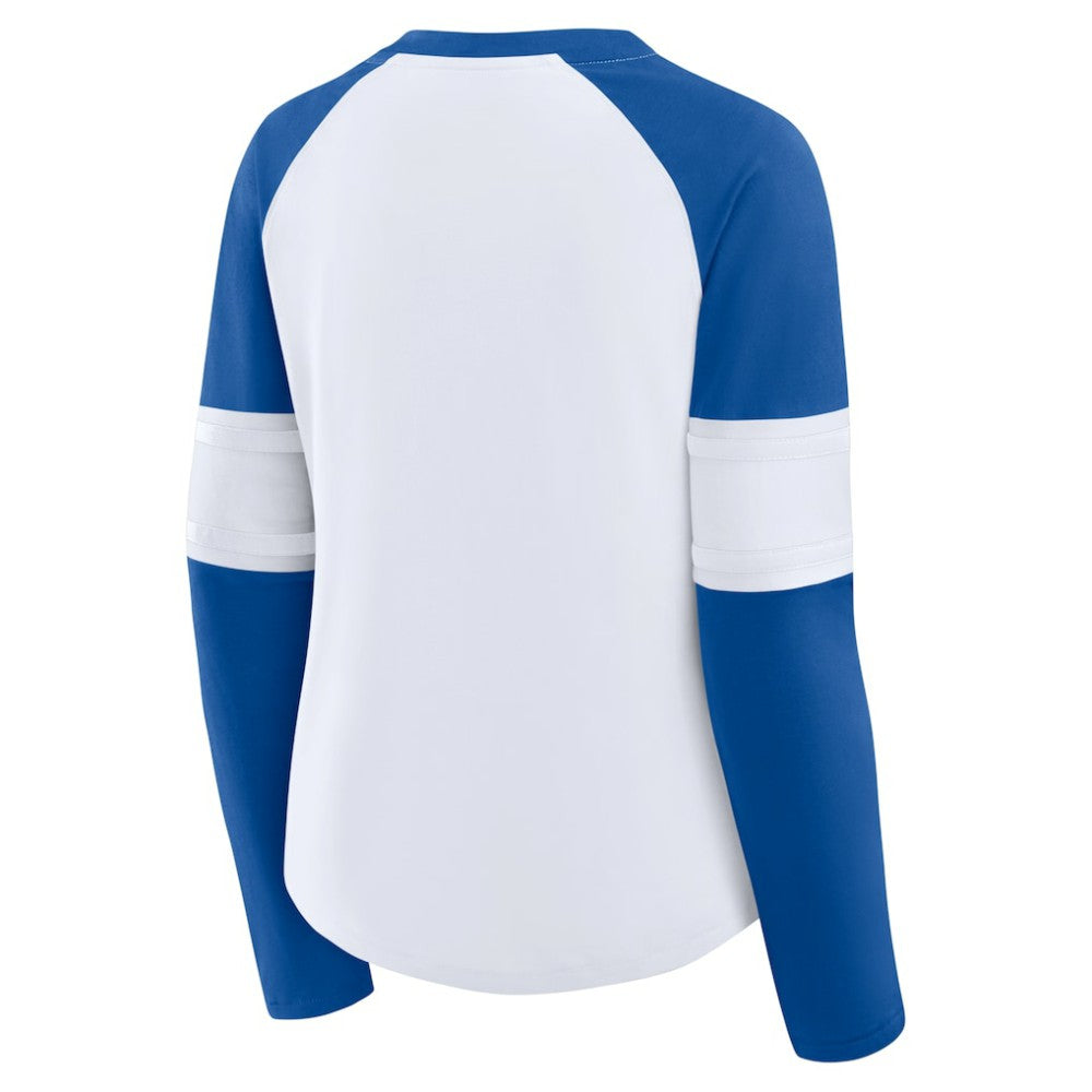 Los Angeles Dodgers Fanatics Women's Blitz Package Raglan Lace-Up V-Neck Long Sleeve T-Shirt - MLB T-shirts