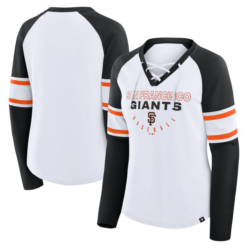 San Francisco Giants Fanatics Women's Blitz Package Raglan Lace-Up V-Neck Long Sleeve T-Shirt - MLB T-shirts