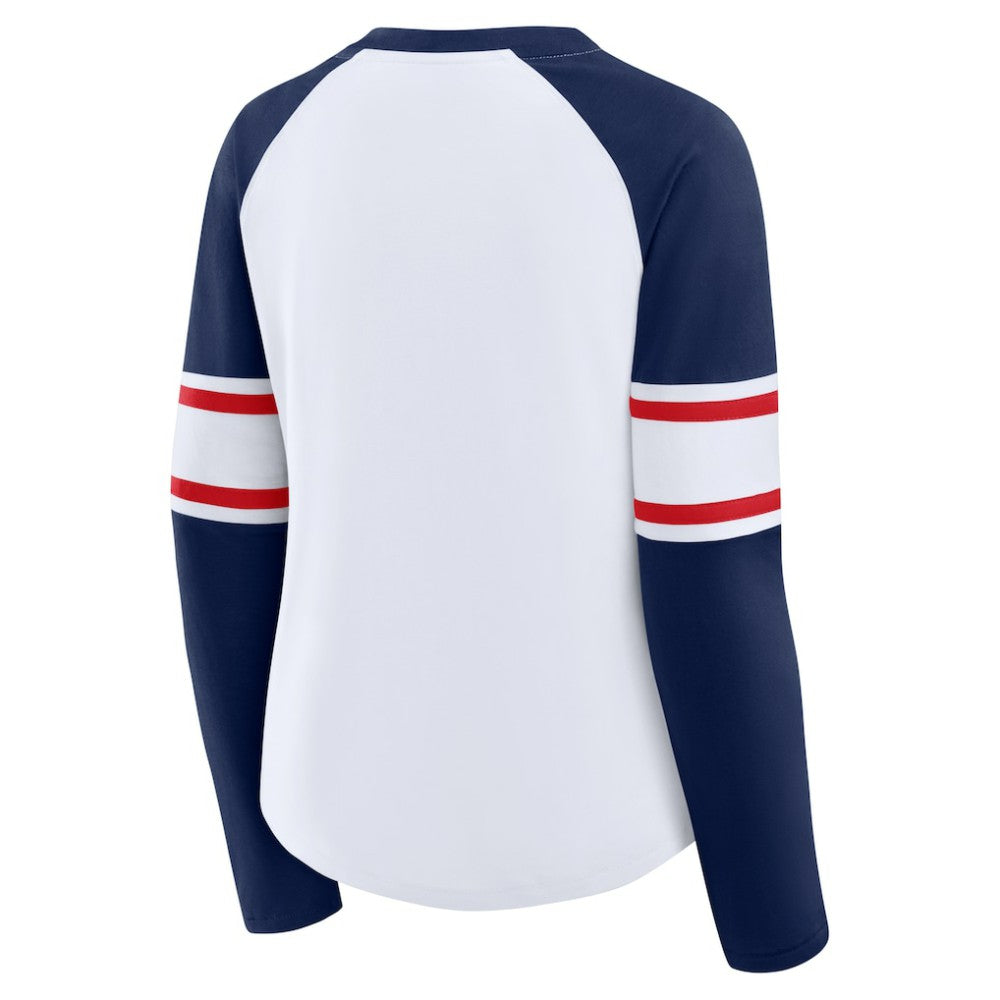 Atlanta Braves Fanatics Women's Blitz Package Raglan Lace-Up V-Neck Long Sleeve T-Shirt - MLB T-shirts