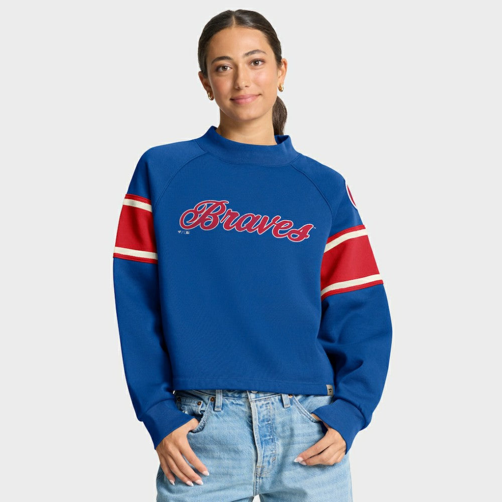 Atlanta Braves Fanatics Women's Oversized Toss Sweep Raglan Pullover Sweatshirt - MLB Pullover