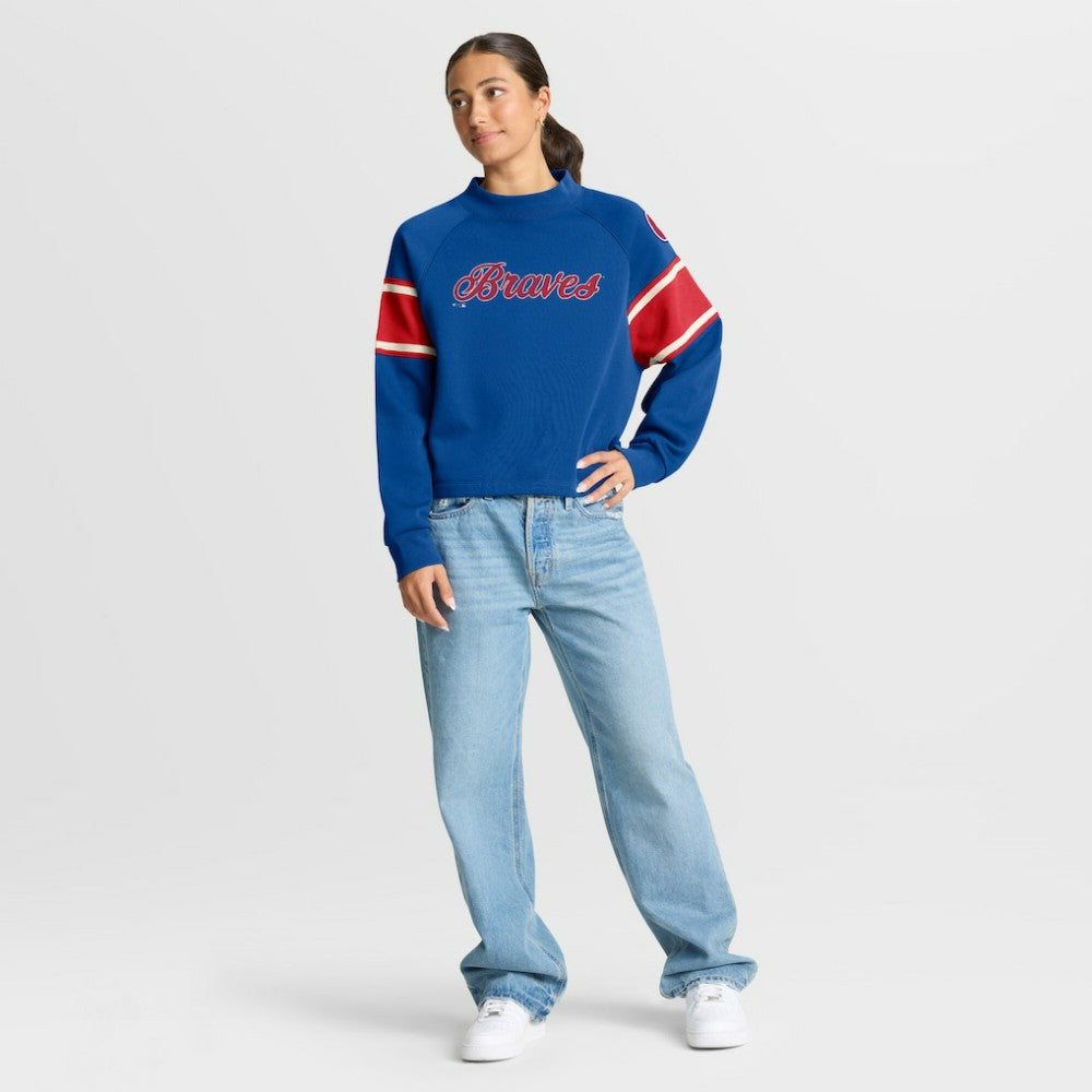 Atlanta Braves Fanatics Women's Oversized Toss Sweep Raglan Pullover Sweatshirt - MLB Pullover