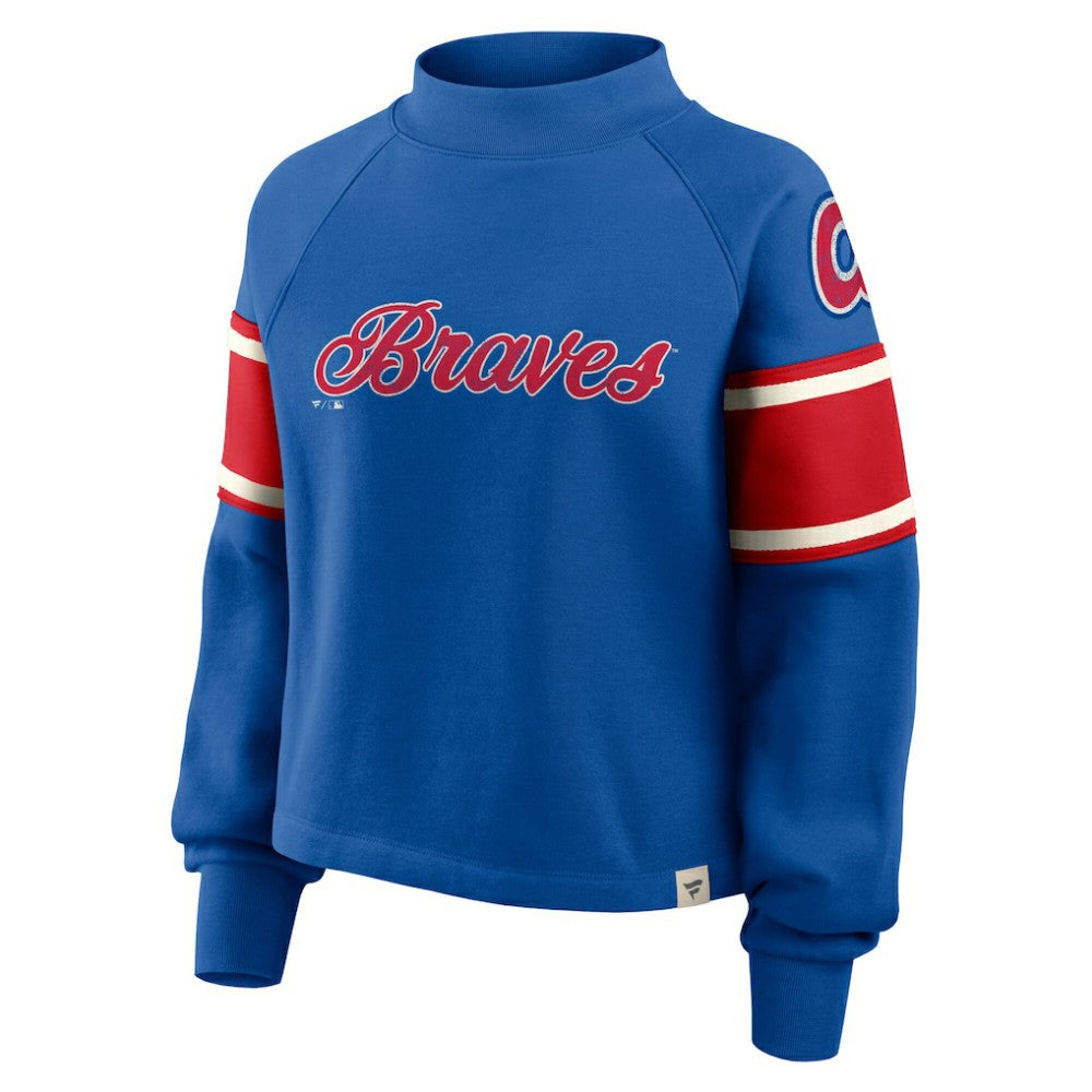 Atlanta Braves Fanatics Women's Oversized Toss Sweep Raglan Pullover Sweatshirt - MLB Pullover