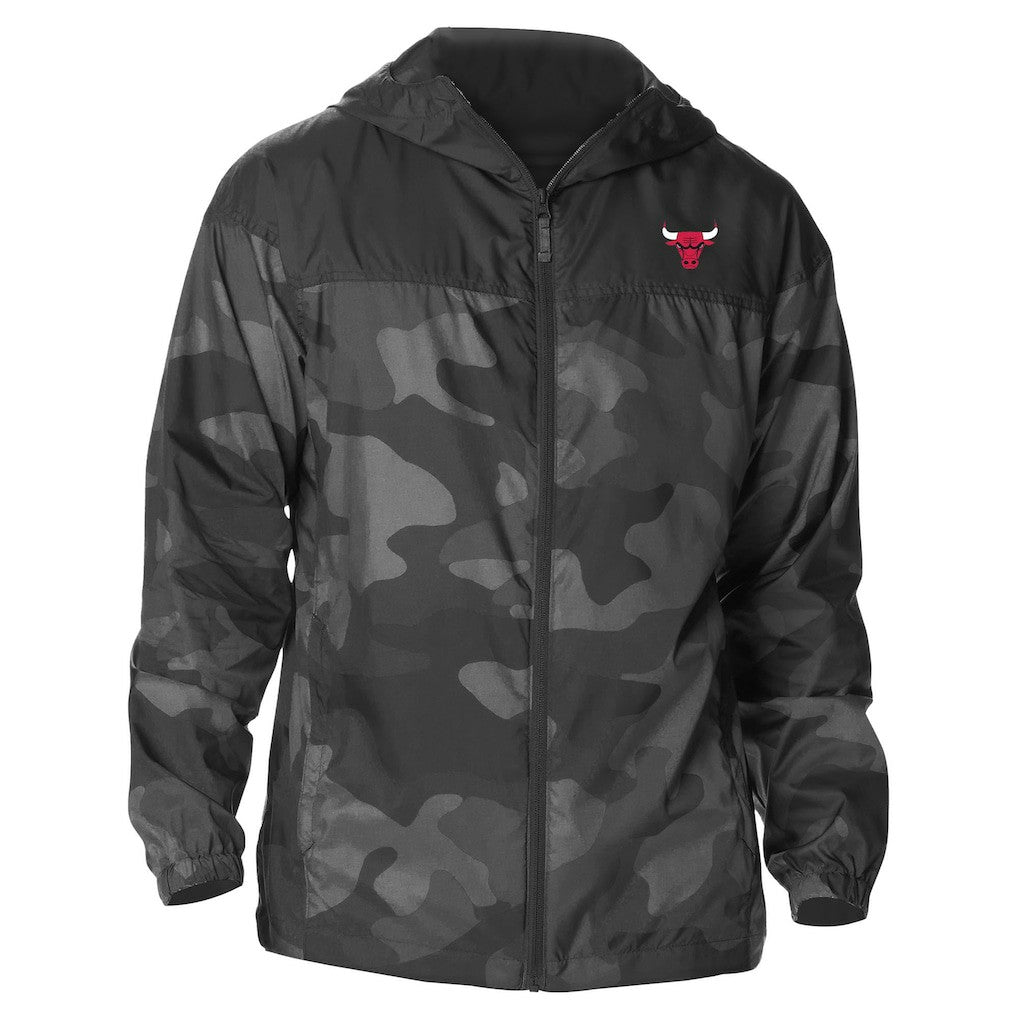 Black Chicago Bulls Camo Flash Challenger Windbreaker Full-Zip Jacket | NBA