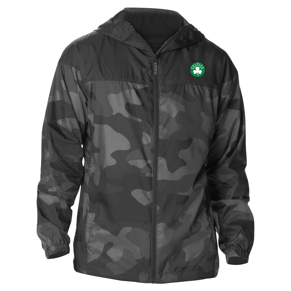 Black Boston Celtics Camo Flash Challenger Windbreaker Full-Zip Jacket | NBA