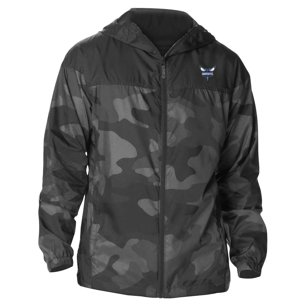 Black Charlotte Hornets Camo Flash Challenger Windbreaker Full-Zip Jacket | NBA