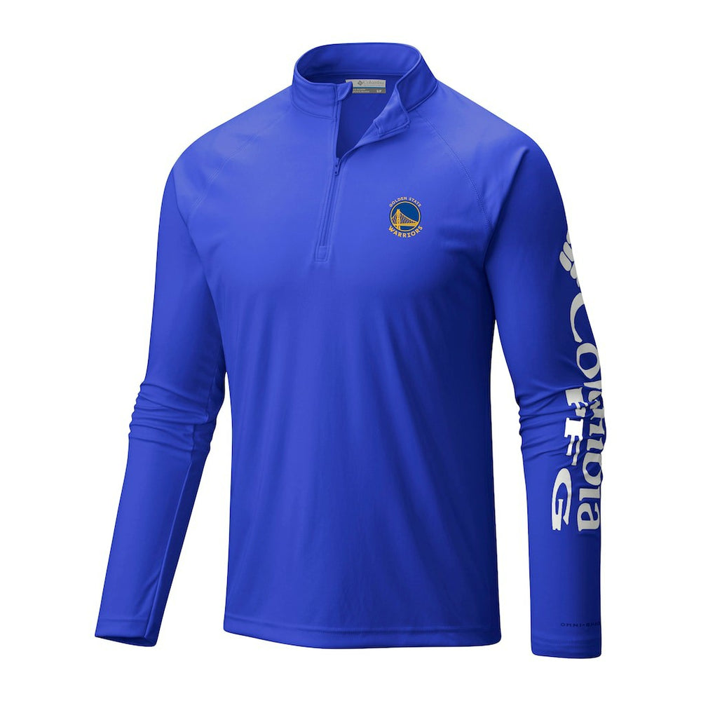 Royal Golden State Warriors Terminal Tackle Raglan Omni-Shade Quarter-Zip Jacket sale | NBA