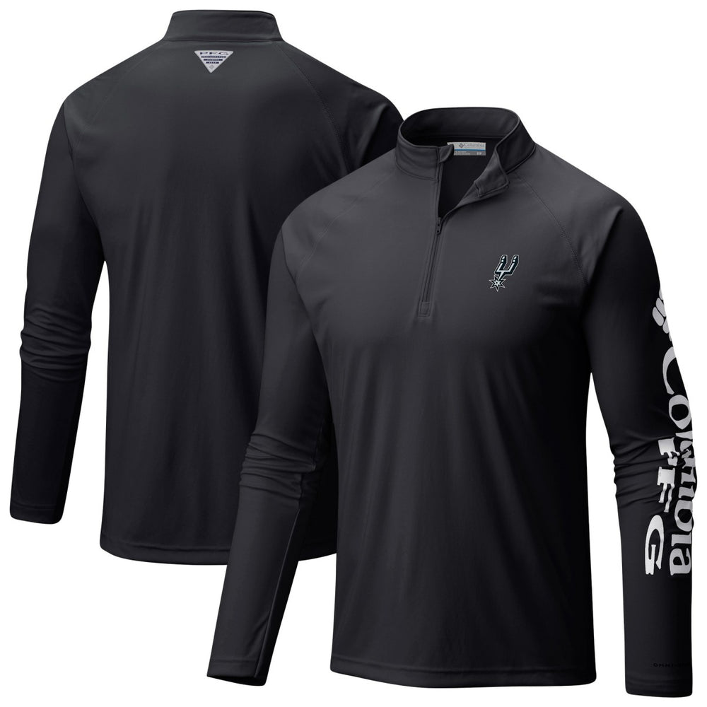 Black San Antonio Spurs Terminal Tackle Raglan Omni-Shade Quarter-Zip Jacket | NBA