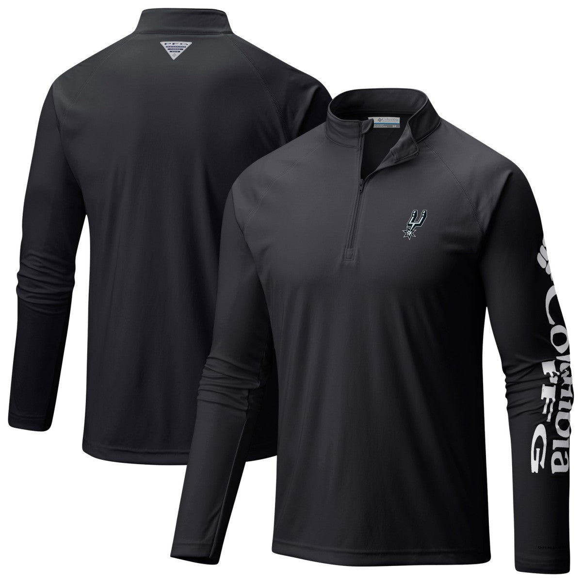Black San Antonio Spurs Terminal Tackle Raglan Omni-Shade Quarter-Zip Jacket | NBA
