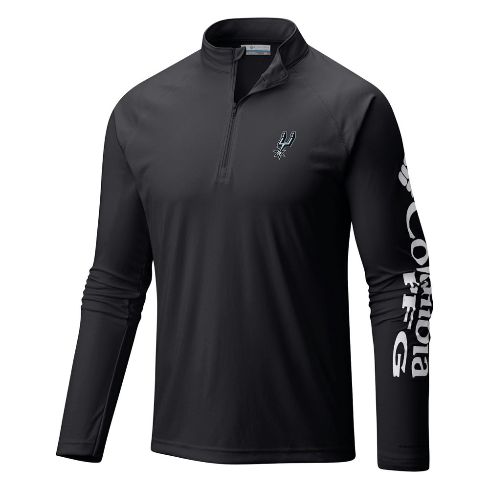 Black San Antonio Spurs Terminal Tackle Raglan Omni-Shade Quarter-Zip Jacket | NBA