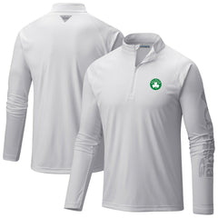 White Boston Celtics Terminal Tackle Raglan Omni-Shade Quarter-Zip Jacket | NBA