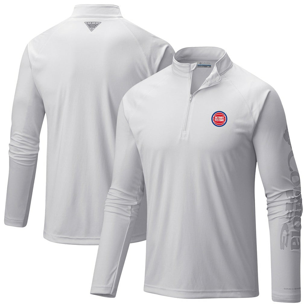 White Detroit Pistons Terminal Tackle Raglan Omni-Shade Quarter-Zip Jacket sale | NBA