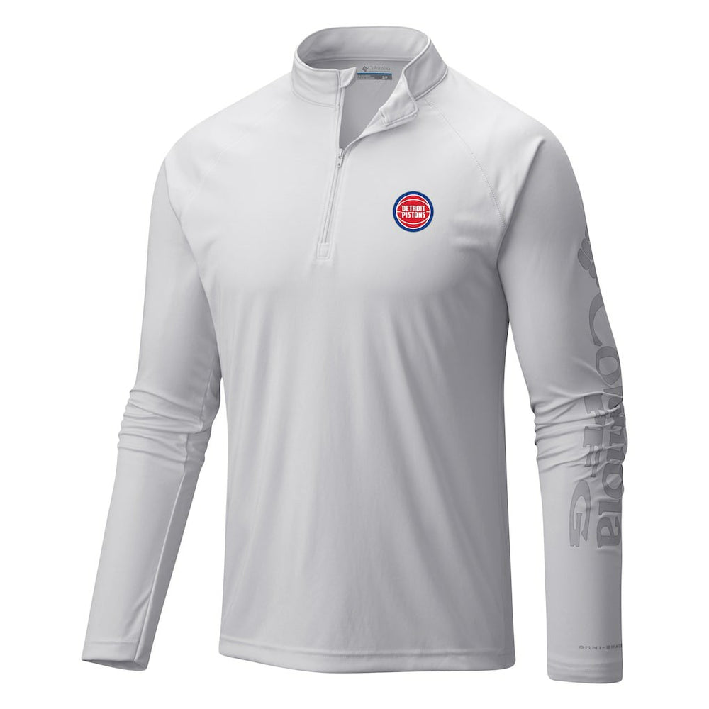White Detroit Pistons Terminal Tackle Raglan Omni-Shade Quarter-Zip Jacket sale | NBA