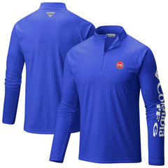 Blue Detroit Pistons Terminal Tackle Raglan Omni-Shade Quarter-Zip Jacket sale | NBA