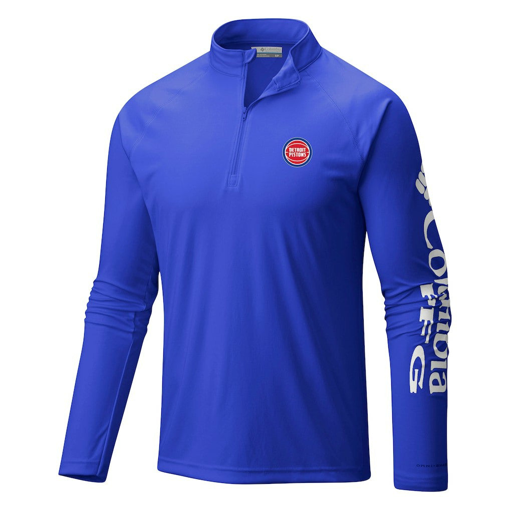 Blue Detroit Pistons Terminal Tackle Raglan Omni-Shade Quarter-Zip Jacket sale | NBA