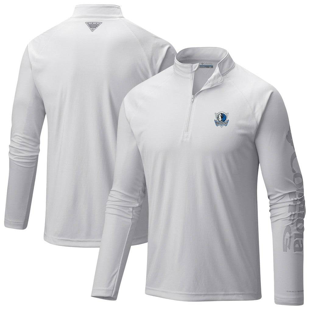 White Dallas Mavericks Terminal Tackle Raglan Omni-Shade Quarter-Zip Jacket sale | NBA