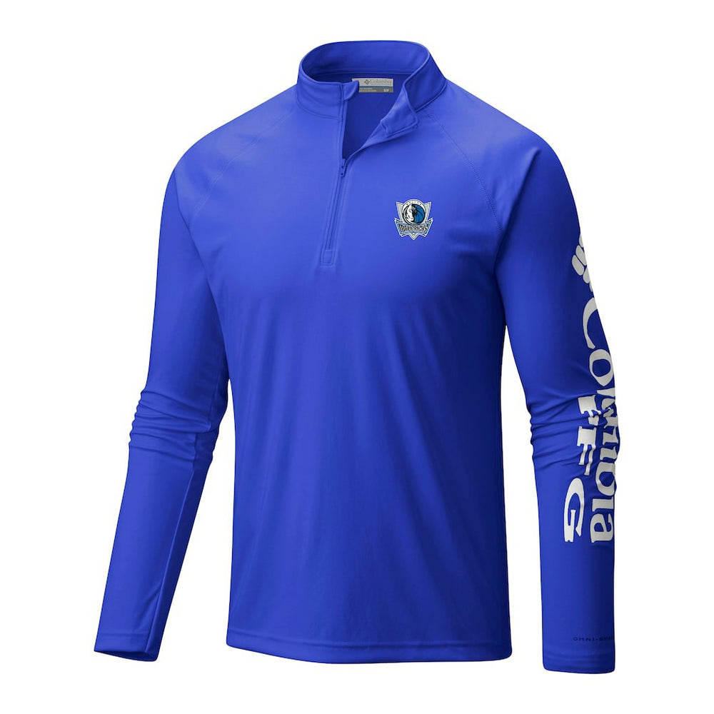 Blue Dallas Mavericks Terminal Tackle Raglan Omni-Shade Quarter-Zip Jacket sale | NBA