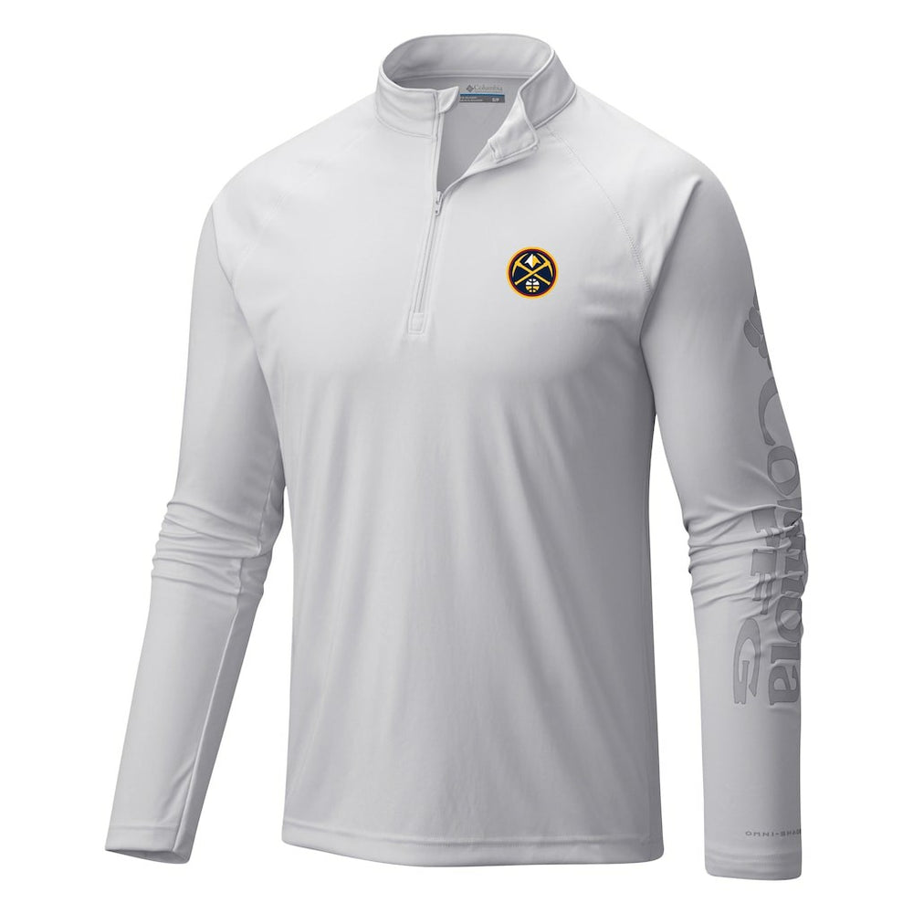 White Denver Nuggets Terminal Tackle Raglan Omni-Shade Quarter-Zip Jacket sale | NBA