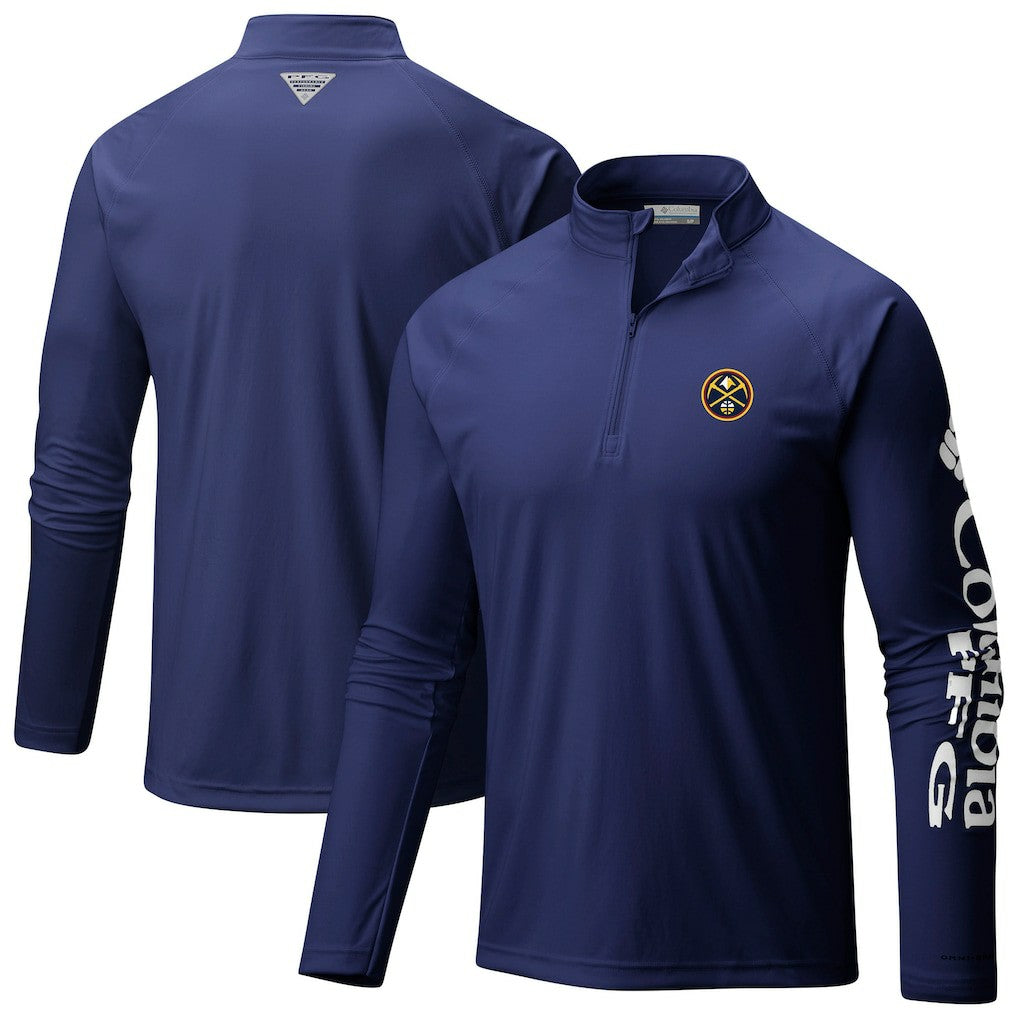 Navy Denver Nuggets Terminal Tackle Raglan Omni-Shade Quarter-Zip Jacket sale | NBA