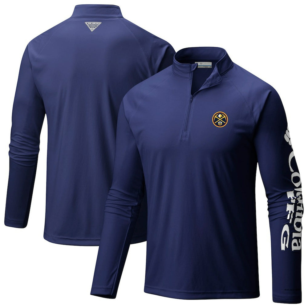 Navy Denver Nuggets Terminal Tackle Raglan Omni-Shade Quarter-Zip Jacket sale | NBA